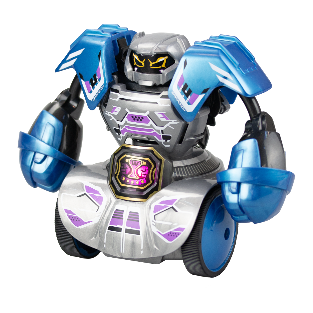 SILVERLIT ROBO KOMBAT TORNADO PACK A featuring spinning punches, LED Power Belt, and multiplayer mode for thrilling battles.