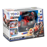 Remote control robot with transforming blaster, LED face, and two exciting game modes for action-packed playtime.