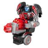 Alt text: "Transformable Silverlit YCOO ROBO RAPIDFIRE robot with LED face, blaster remote, and soft dart features for engaging play."