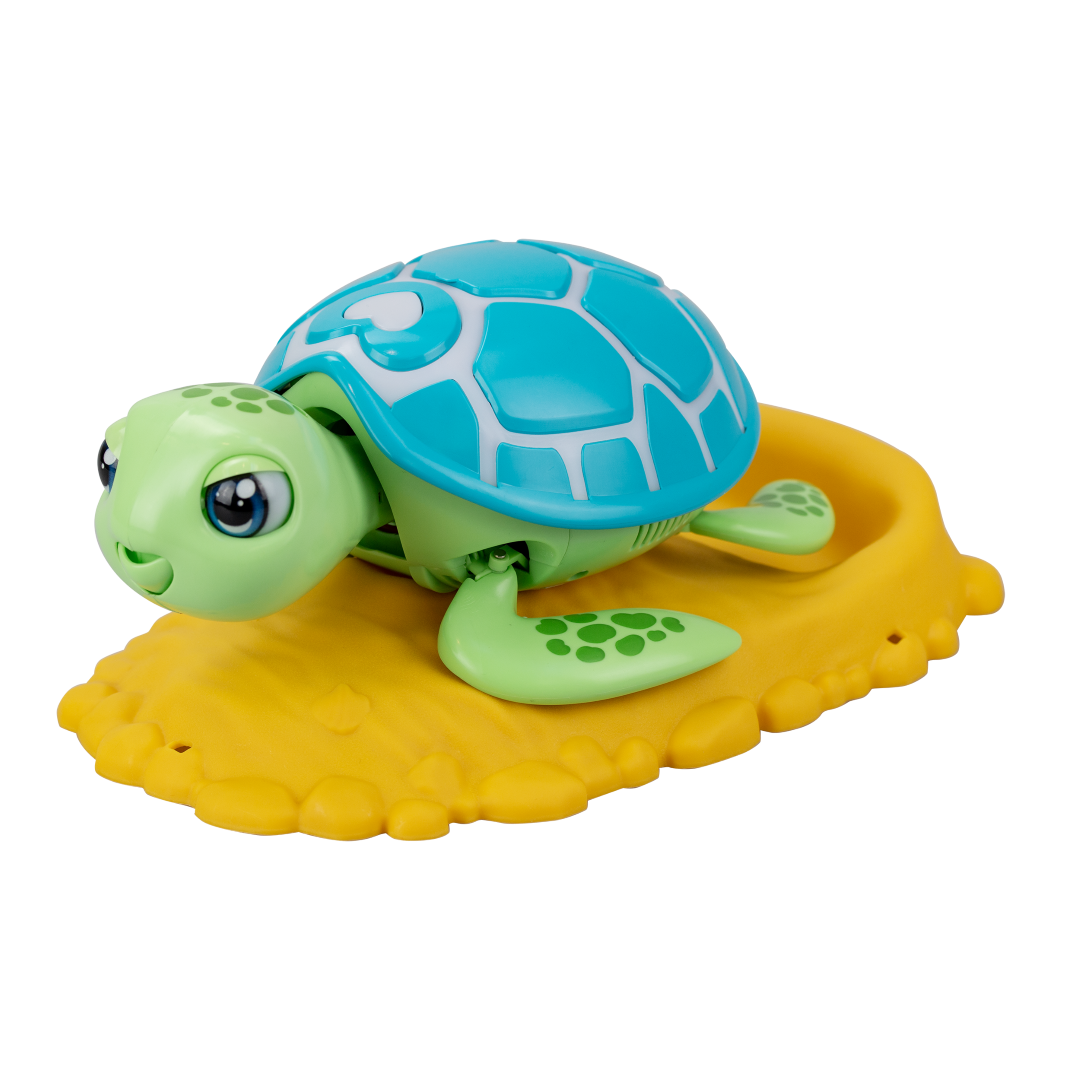 Interactive Silverlit Rescue Turtle toy with healing shell, responsive lights and sounds, and egg-laying feature for imaginative play.