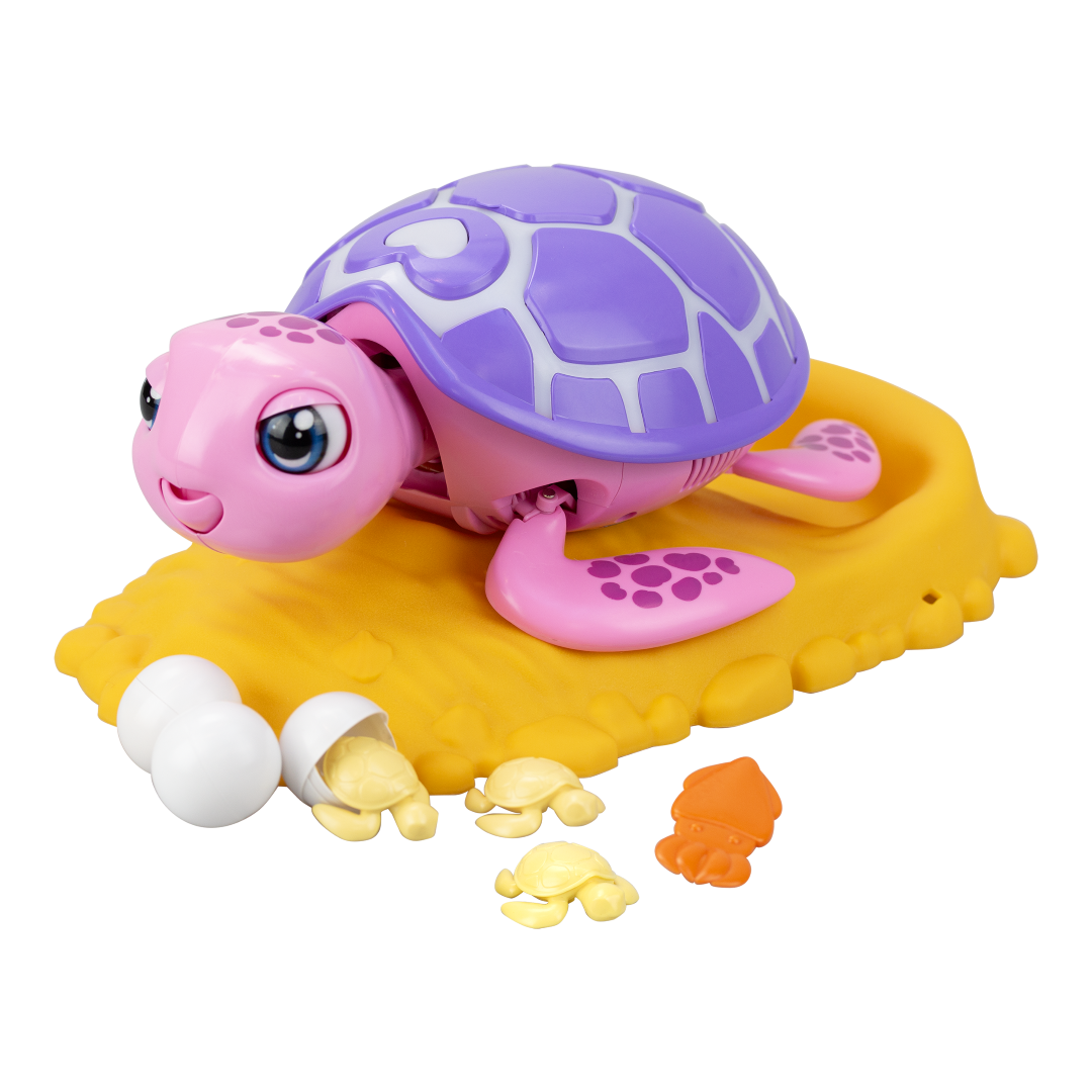 Interactive Silverlit Rescue Turtle toy with responsive lights, sounds, and movements; includes eggs with baby turtles.