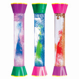 Mesmerizing Glitter Hourglass sensory sticks in assorted colors, perfect for stress relief and captivating decor.