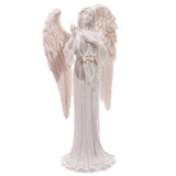 Set of 3 assorted white standing angel figurines, 20cm tall, exemplifying elegance and serenity for home decor.