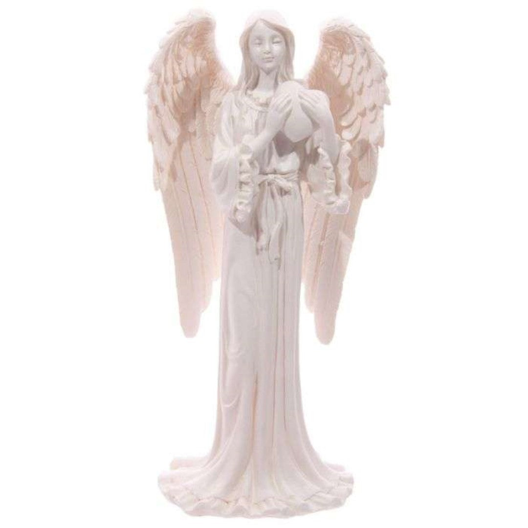 Set of 3 assorted 20cm white angel figurines, elegantly designed for home decor, symbolizing peace and love.