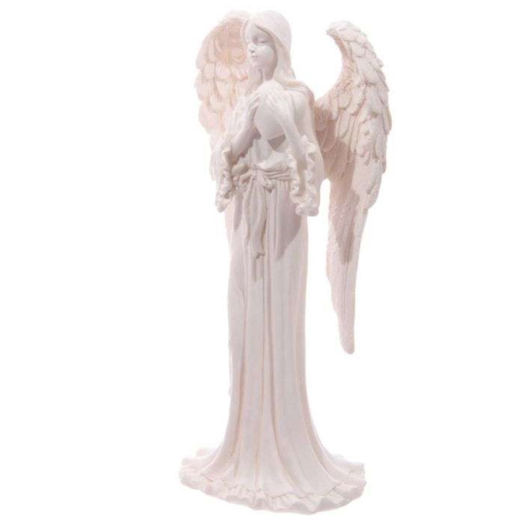 Set of 3 assorted 20cm white standing angel figurines, perfect for home decor, gifts, and festive celebrations.