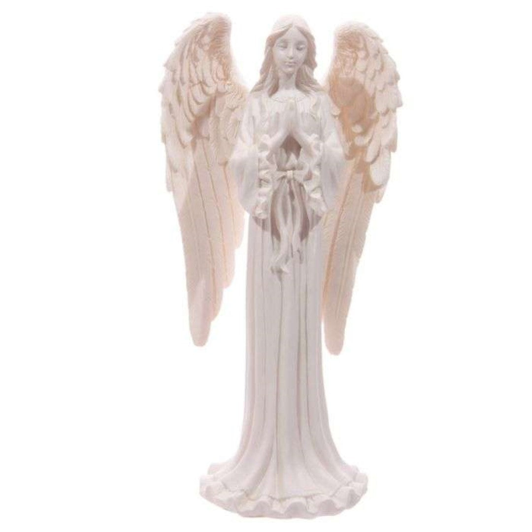 Set of 3 assorted 20cm White Standing Angel Figurines, elegant decor for any space, perfect for gifts or celebrations.