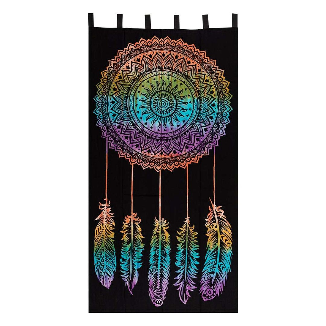 Lightweight feather tie-dye curtain (111cm x 222cm) adds bohemian elegance with vibrant colors, perfect for any room.