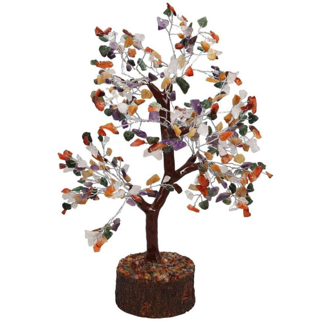 Mixed stone gemstone tree with 360 beads, standing 28cm tall, ideal for decoration and positive energy.