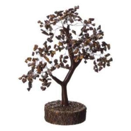 Vibrant 22cm Tiger Eye Gemstone Tree featuring polished chips, symbolizing courage and elegance for home decor.