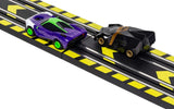 High-speed slot car set featuring Batman and Joker, with customizable 4.08m track and exciting racing features.