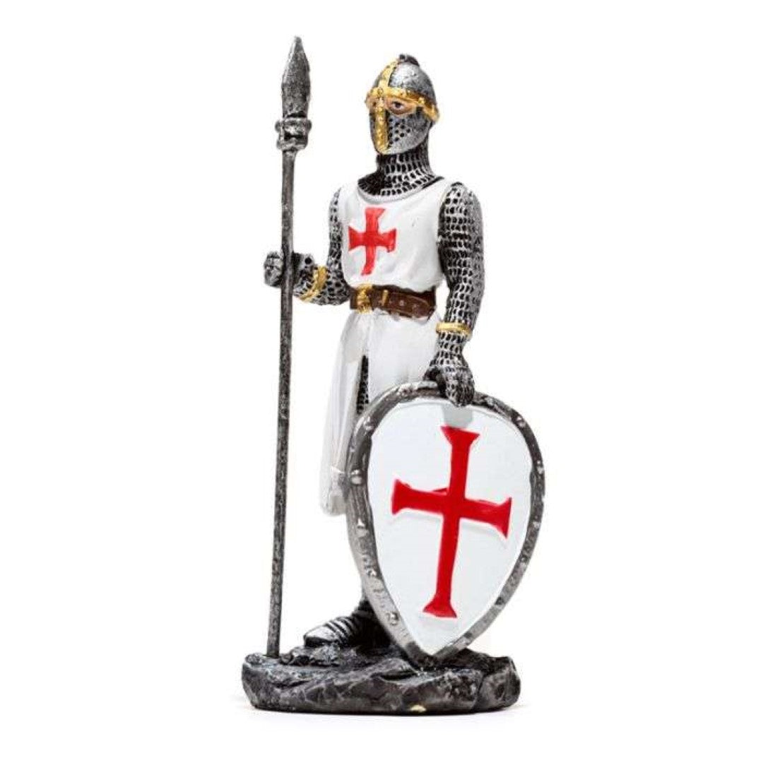 Set of 3 Crusader Knight ornaments, each 10.5cm tall, celebrating medieval defense.