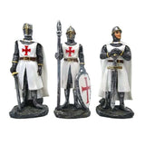 Set of 3 assorted crusader knight ornaments, each standing 10.5cm tall, perfect for decoration and collection.