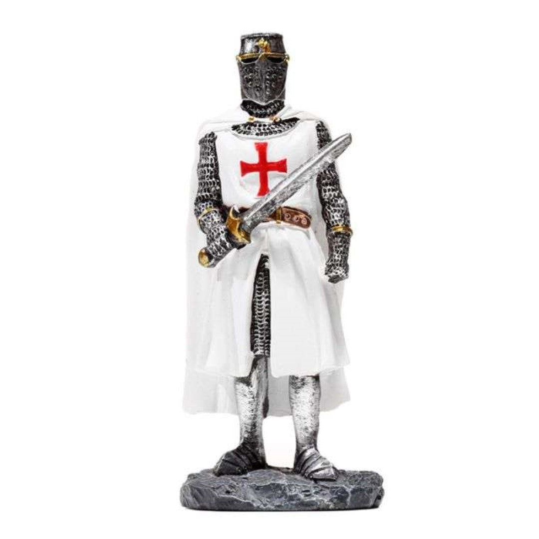 Set of 2 exquisite crusader knight ornaments, each 13cm tall, perfect for unique holiday decor and gifts.