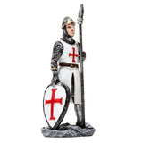 Set of 2 assorted Crusader Knight ornaments, intricately designed for festive decor, each 13cm tall.