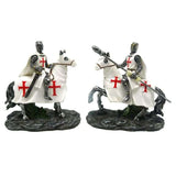 Set of 2 assorted Christmas ornaments featuring intricately designed crusader knights on horseback for festive decor.