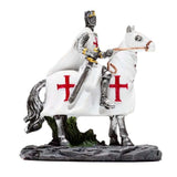 Intricate set of 2 crusader knight ornaments on horseback, perfect for adding medieval charm to holiday decor.