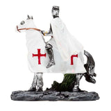 Set of 2 crusader knight ornaments on horseback, showcasing detailed medieval craftsmanship for festive decor.