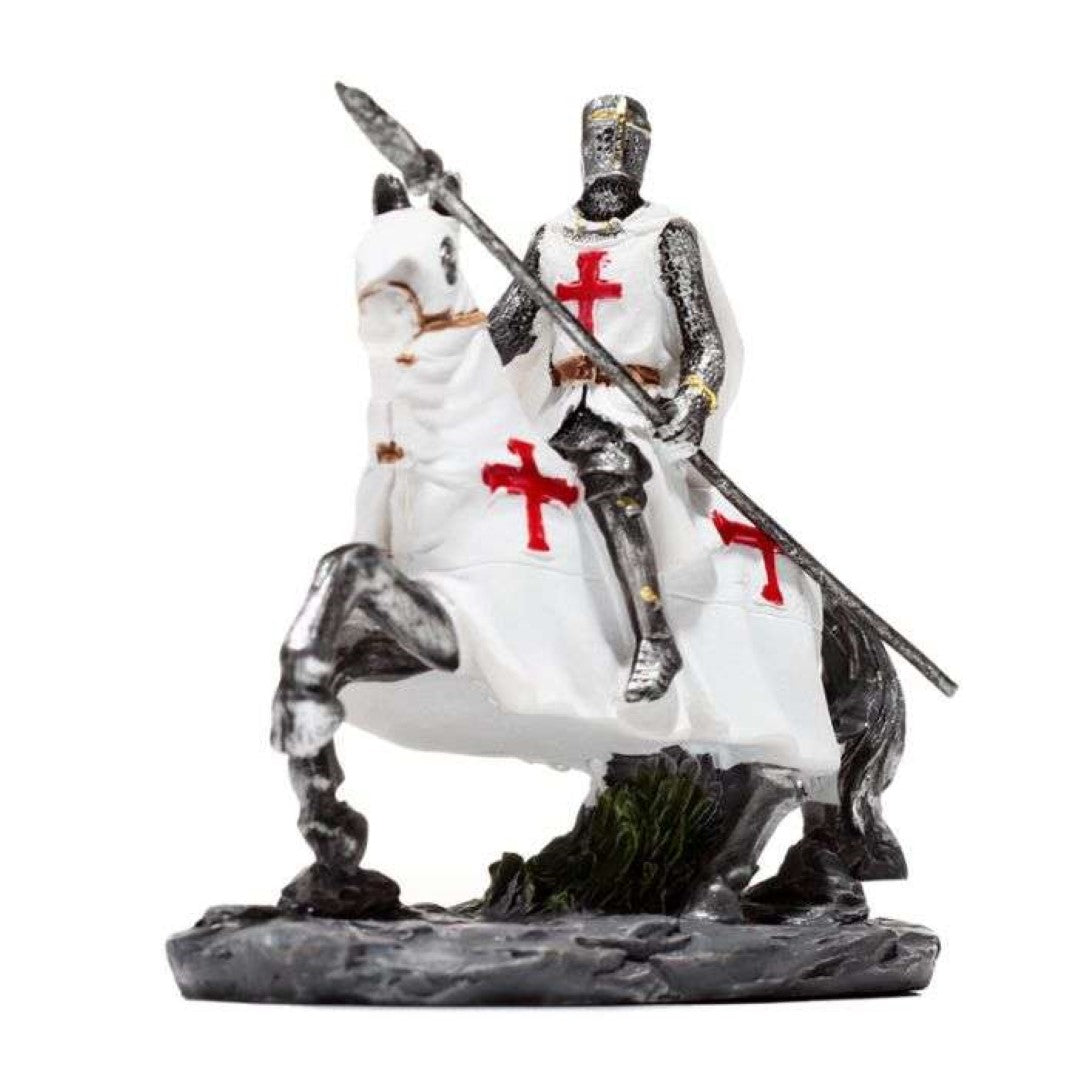 Set of 2 Crusader Knight ornaments on horseback, featuring intricate designs for unique holiday decor.