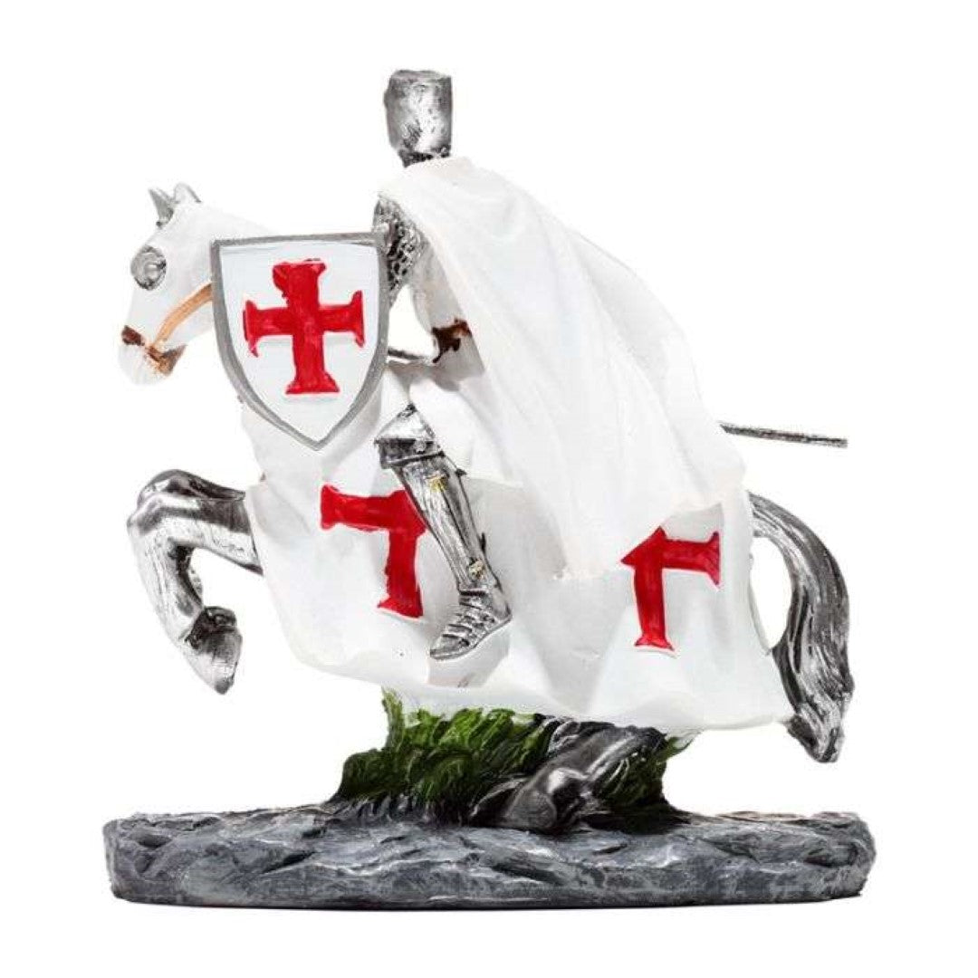 Ornament set of 2 featuring detailed Crusader knights on horseback, perfect for medieval decor or unique gifting.