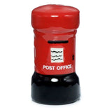 Ceramic salt and pepper shakers shaped like London's iconic red post box and telephone box, each 7.5 cm tall.