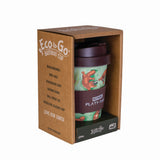 Eco-friendly bamboo travel cup with vibrant platypus design and anti-spill lid, perfect for on-the-go hydration.