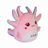 Plush axolotl toy, 22cm, made from soft velour, ideal for cuddling and comfort for kids and adults.