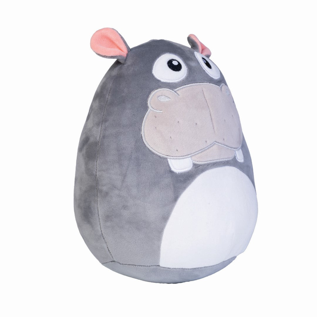 Plush hippo cushion made of soft velour, measuring 22cm, perfect for cuddling and relaxation.