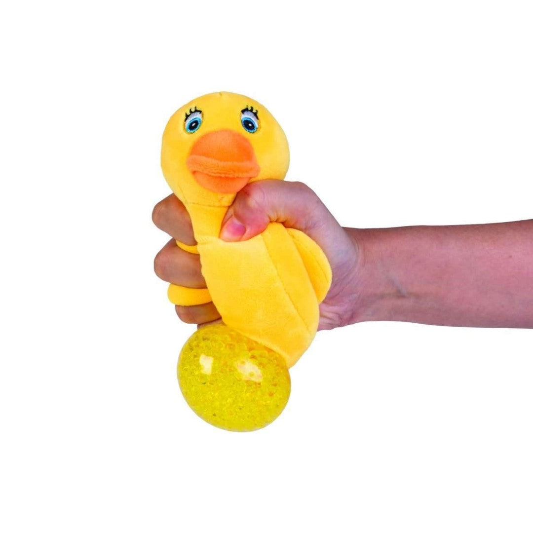 Soft plush duck balls filled with colorful jellies that pop out when squeezed, perfect for stress relief and fun.