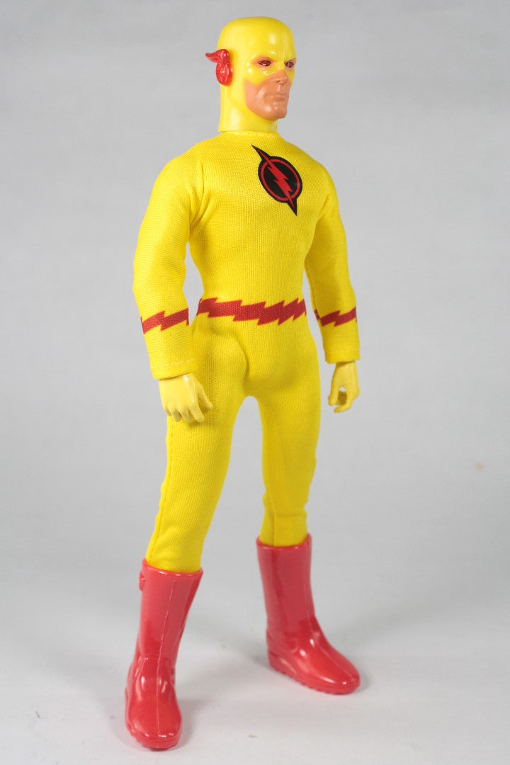 Collectible MEGO Reverse Flash figurine celebrating 50 years, featuring retro design and 26 points of articulation.