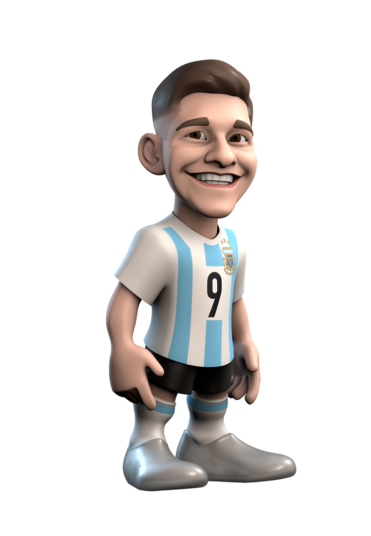 Detailed collectible figurine of footballer Julian Alvarez, showcasing his agility and flair on the pitch for fans and collectors.