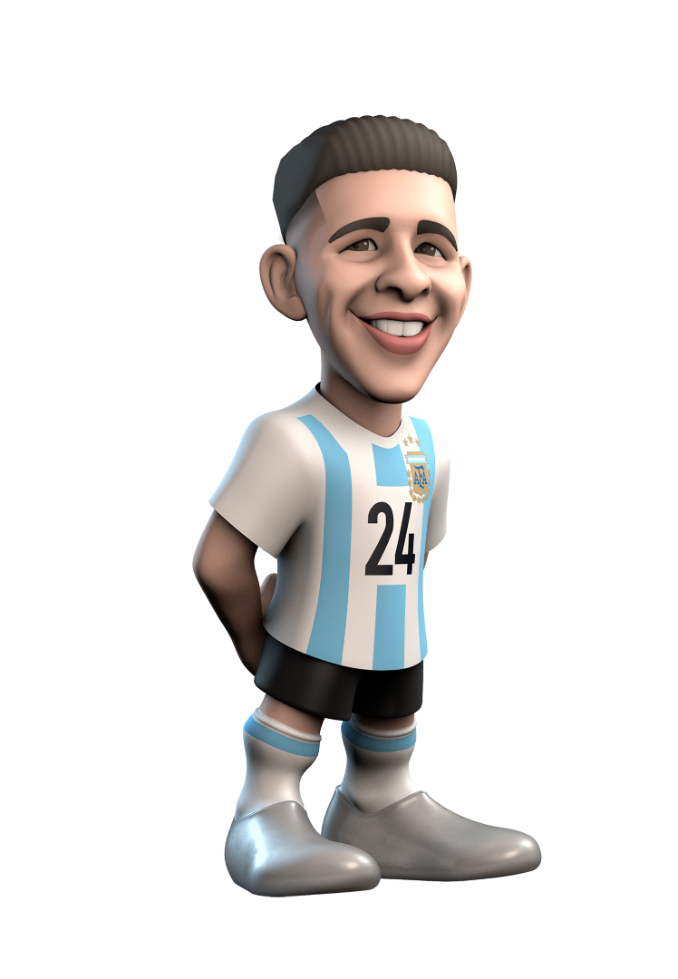 MINIX Enzo Fernandez collectible figurine showcasing intricate details and dynamic pose, perfect for soccer fans and collectors.