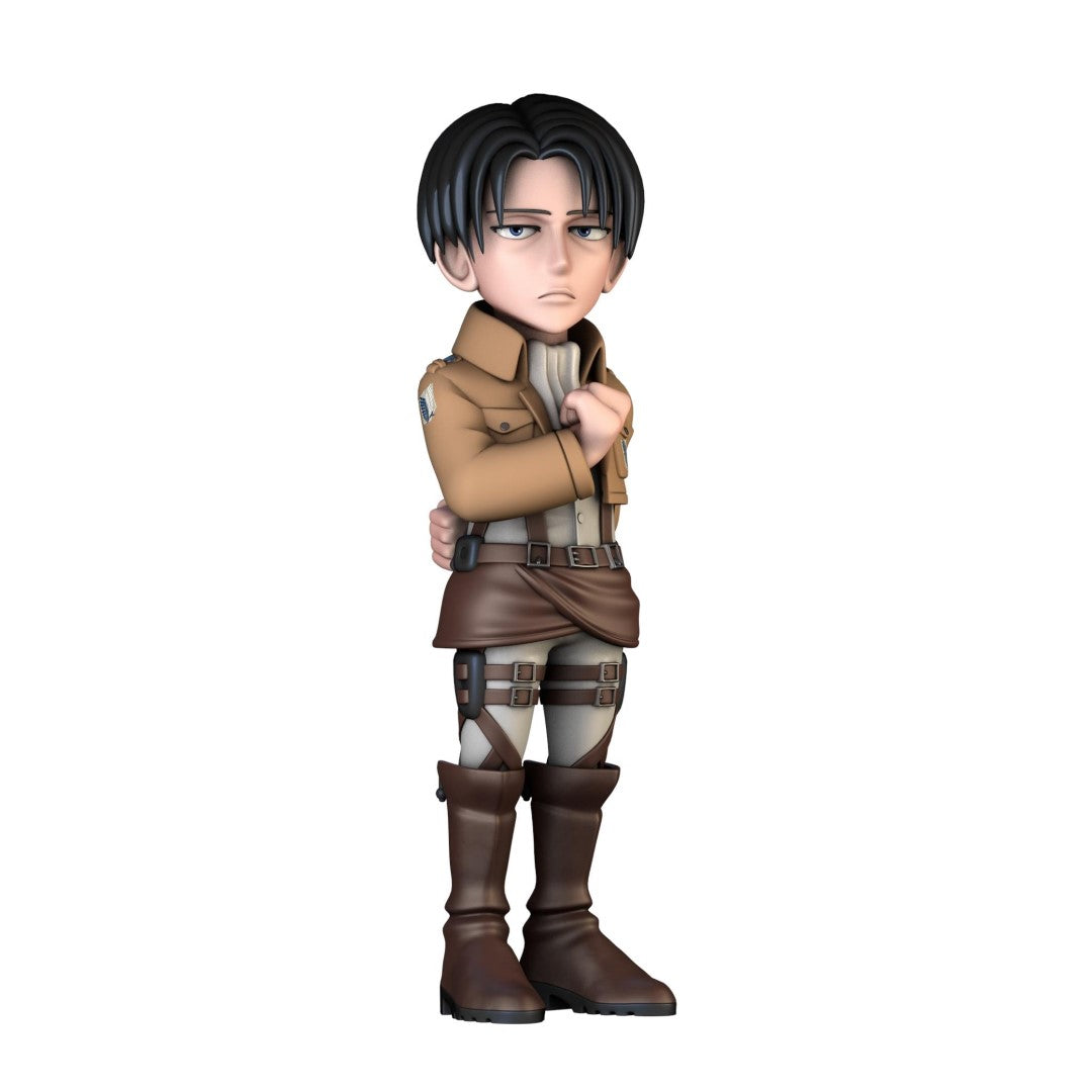 Collectible MINIX Levi Ackerman figurine, showcasing detailed craftsmanship and iconic traits from Attack On Titan.