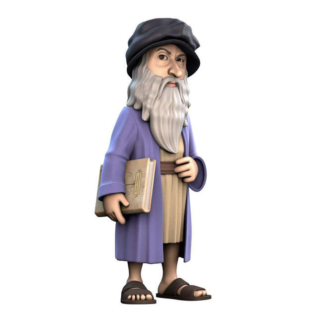 Lifelike collectible figurine of Leonardo Da Vinci, showcasing detailed features and capturing his artistic genius.