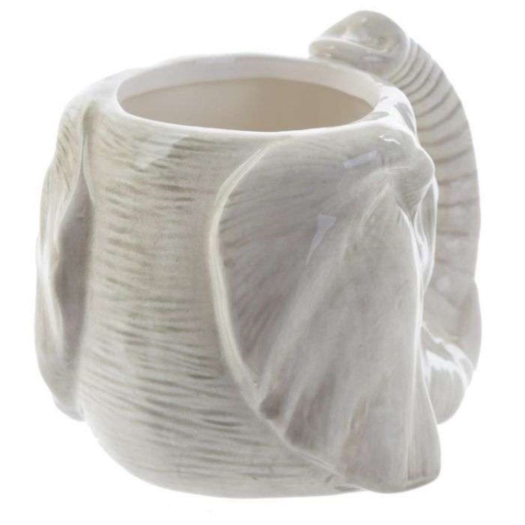 Elephant head shaped ceramic mug (450ml) featuring intricate design, perfect for coffee lovers and unique home décor.