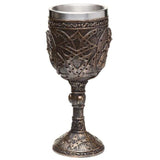 Decorative pirate goblet set in brushed gold wood effect, perfect for themed decor and unique displays.