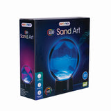 Mesmerizing LED Sand Art in blue, featuring calming light and shifting patterns for a serene ambiance (19cm tall).