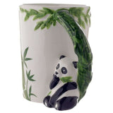 Cute ceramic mug featuring a panda with bamboo decal and shaped handle, perfect for stylish drinkware.