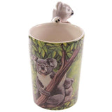 Ceramic mug with a whimsical koala-shaped handle, ideal for enjoying 400ml of beverages in style.