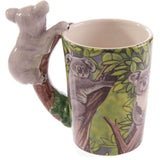 Ceramic mug with a whimsical koala-shaped handle, holding 400ml of beverages, perfect for animal lovers.