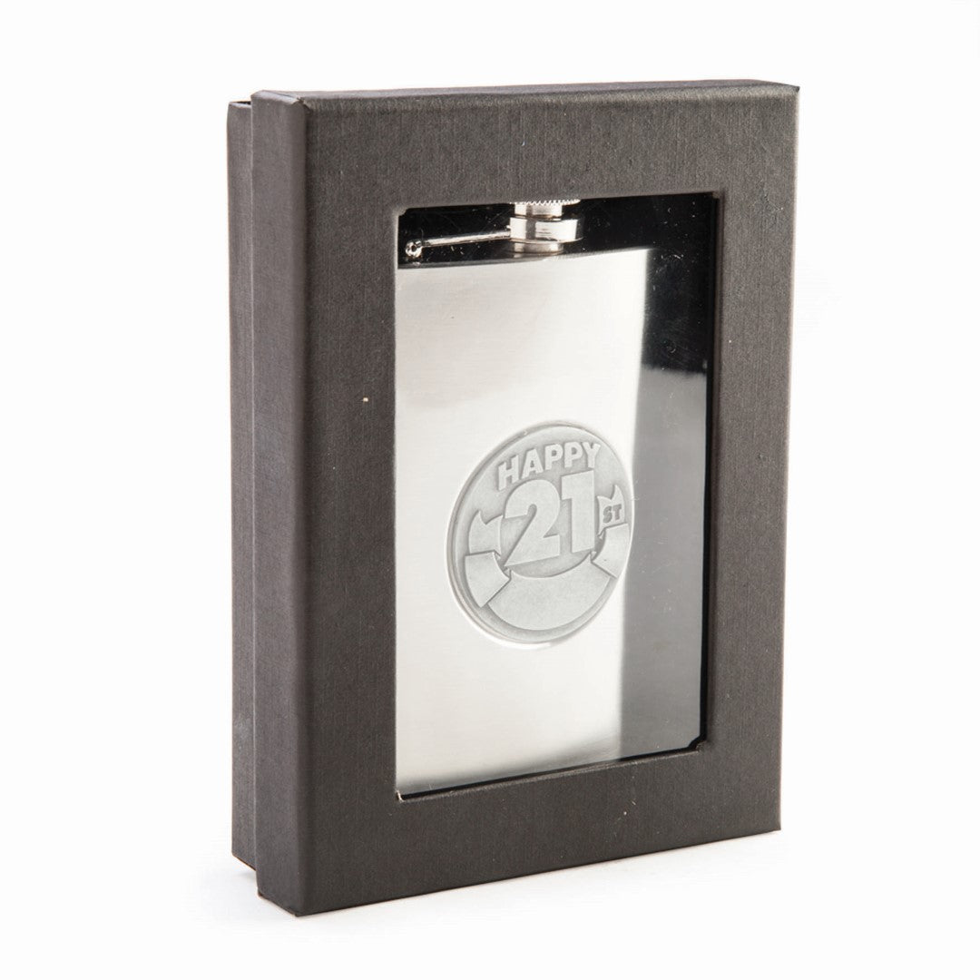 Metal Flask - 21st Engravable (13.5cm)