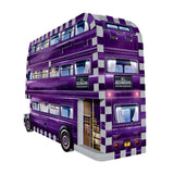 Mini 3D jigsaw puzzle of the iconic purple Knight Bus from Harry Potter, featuring 130 durable pieces for enchanting assembly.