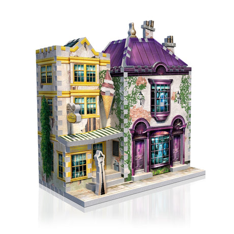 3D jigsaw puzzle showcasing Madam Malkin's shop and Florian Fortescue's Ice Cream parlour from the Harry Potter series.