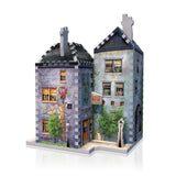 3D jigsaw puzzle of Weasleys' Wizard Wheezes storefront, featuring vibrant details and a mini Flying Ford Anglia puzzle included.