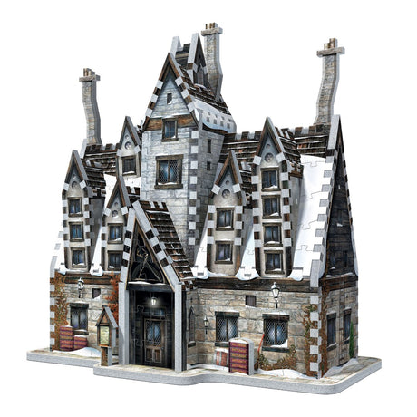 3D jigsaw puzzle of The Three Broomsticks pub from Harry Potter, featuring intricate design for fans and collectors.