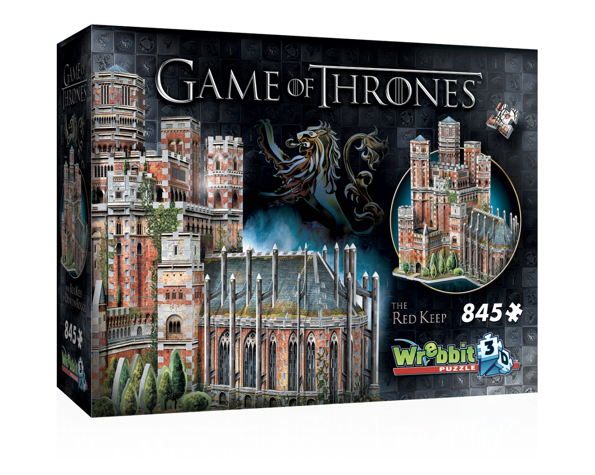 3D jigsaw puzzle of the Red Keep from Game of Thrones, featuring 845 intricate pieces for an immersive building experience.