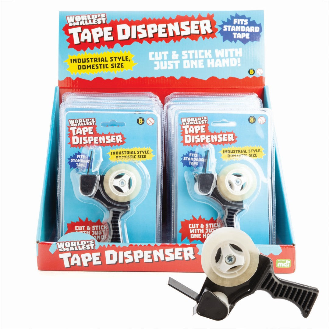 Compact set of 12 mini tape dispensers in industrial style, perfect for home and office use.