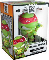 Youtooz Michelangelo Vinyl collectible figurine, 4.3 inches tall, vibrant red mask, posed with nunchucks, essential for TMNT fans.