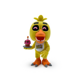 Flocked vinyl collectible figurine of Chica from Five Nights at Freddy's, featuring her yellow suit and pink cupcake.