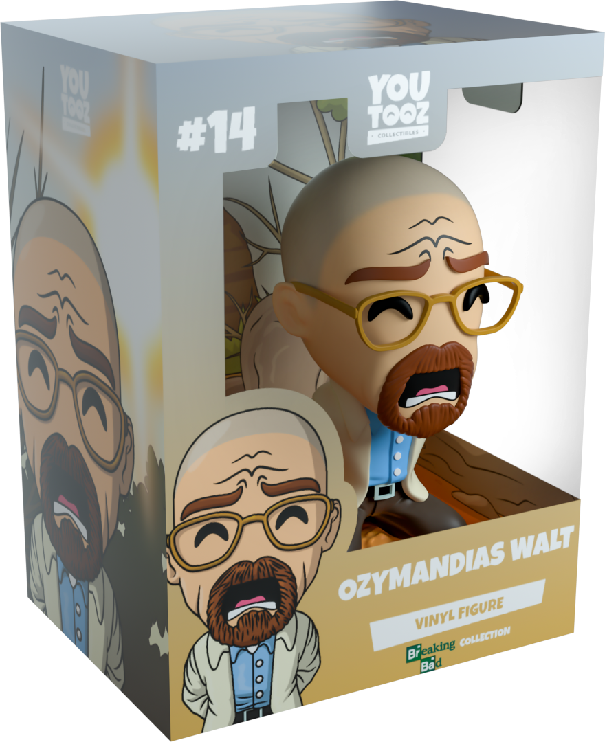 Collectible Youtooz OZYMANDIAS WALT figurine, 5 inches tall, depicts Walt cuffed on his knees in a desert landscape.