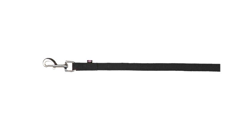 Black cotton dog tracking leash with padded hand loop, 10m long and 20mm wide.